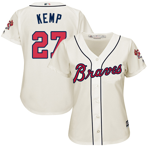 Braves #27 Matt Kemp Cream Alternate Women's Stitched MLB Jersey Braves #27 Matt Kemp Cream Alternate Women's Stitched MLB Jersey