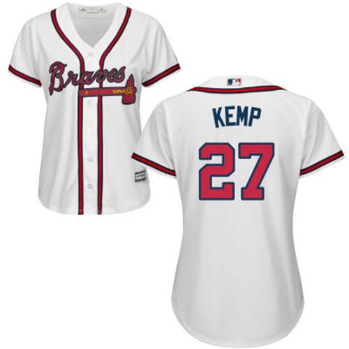 Braves #27 Matt Kemp White Home Women's Stitched MLB Jersey Braves #27 Matt Kemp White Home Women's Stitched MLB Jersey