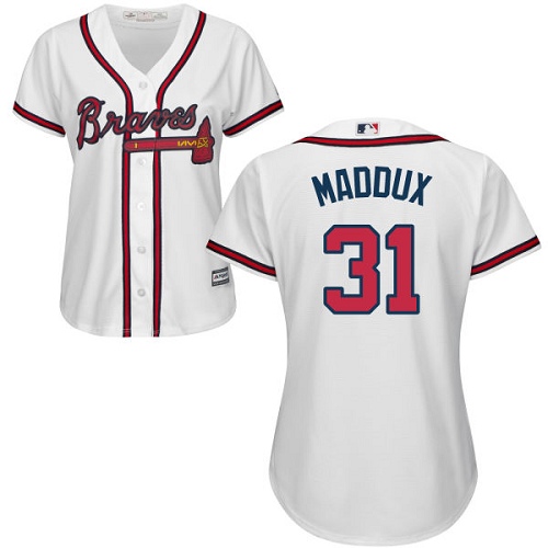 Braves #31 Greg Maddux White Home Women's Stitched MLB Jersey Braves #31 Greg Maddux White Home Women's Stitched MLB Jersey