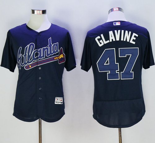 Braves #47 Tom Glavine Navy Blue Flexbase Authentic Collection Stitched MLB Jersey Braves #47 Tom Glavine Navy Blue Flexbase Authentic Collection Stitched MLB Jersey