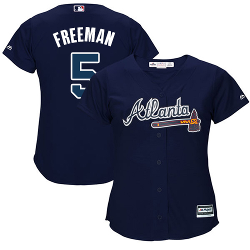 Braves #5 Freddie Freeman Navy Blue Alternate Women's Stitched MLB Jersey Braves #5 Freddie Freeman Navy Blue Alternate Women's Stitched MLB Jersey