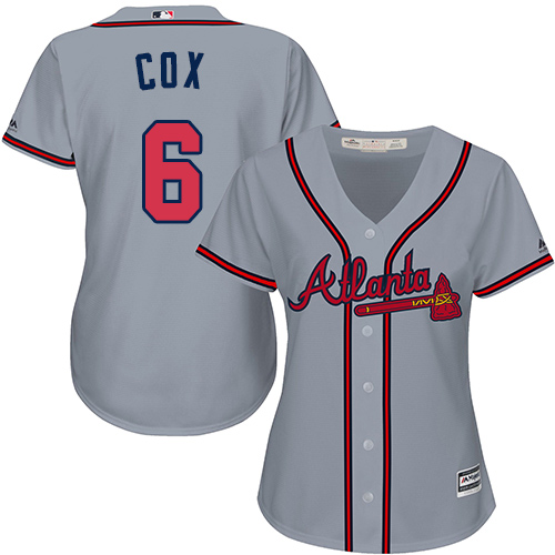 Braves #6 Bobby Cox Grey Road Women's Stitched MLB Jersey Braves #6 Bobby Cox Grey Road Women's Stitched MLB Jersey