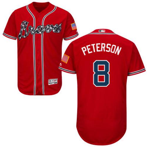 Braves #8 Jace Peterson Red Flexbase Authentic Collection Stitched MLB Jersey Braves #8 Jace Peterson Red Flexbase Authentic Collection Stitched MLB Jersey