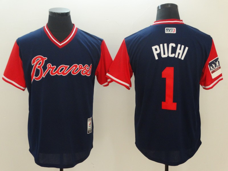 Braves 1 Ozzie Albies Puchi Navy 2018 Players' Weekend Authentic Team Jersey Braves 1 Ozzie Albies Puchi Navy 2018 Players' Weekend Authentic Team Jersey