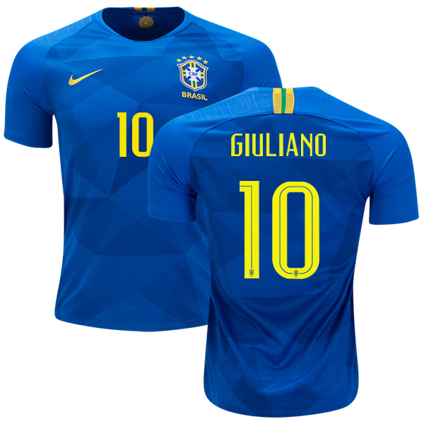 Brazil #10 Giuliano Away Soccer Country Jersey Brazil #10 Giuliano Away Soccer Country Jersey