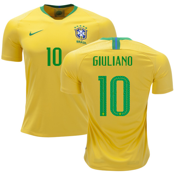 Brazil #10 Giuliano Home Soccer Country Jersey Brazil #10 Giuliano Home Soccer Country Jersey
