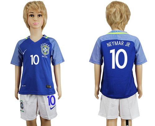 Brazil #10 Neymar Jr Away Kid Soccer Country Jersey Brazil #10 Neymar Jr Away Kid Soccer Country Jersey