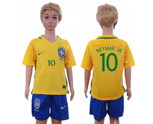Brazil #10 Neymar Jr Home Kid Soccer Country Jersey Brazil #10 Neymar Jr Home Kid Soccer Country Jersey