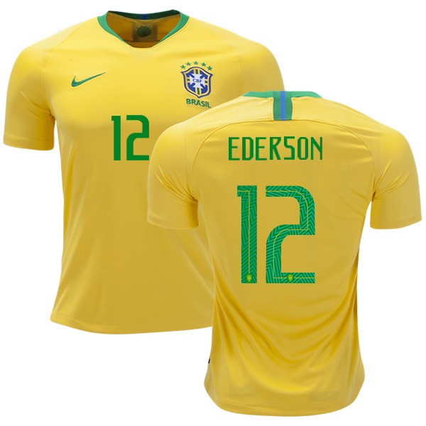 Brazil #12 Ederson Home Kid Soccer Country Jersey Brazil #12 Ederson Home Kid Soccer Country Jersey