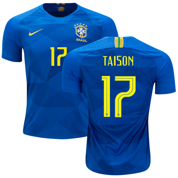 Brazil #17 Taison Away Kid Soccer Country Jersey Brazil #17 Taison Away Kid Soccer Country Jersey