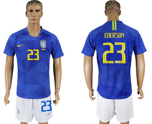 Brazil #23 Ederson Away Soccer Country Jersey Brazil #23 Ederson Away Soccer Country Jersey