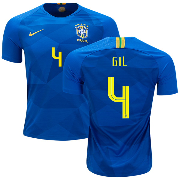 Brazil #4 Gil Away Soccer Country Jersey Brazil #4 Gil Away Soccer Country Jersey