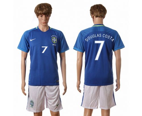 Brazil #7 Douglas Costa Away Soccer Country Jersey Brazil #7 Douglas Costa Away Soccer Country Jersey