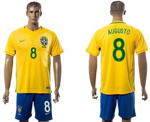 Brazil #8 Augusto Home Soccer Country Jersey Brazil #8 Augusto Home Soccer Country Jersey