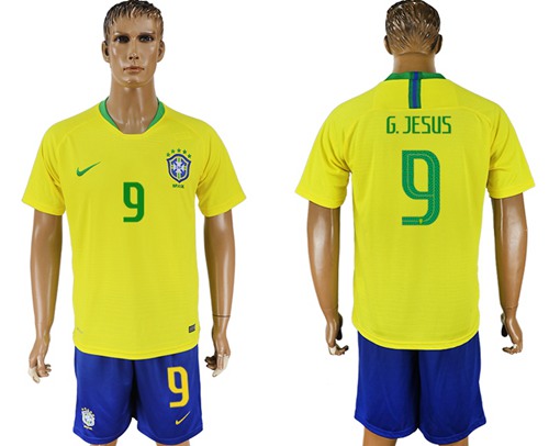 Brazil #9 G.Jesus Home Soccer Country Jersey Brazil #9 G.Jesus Home Soccer Country Jersey