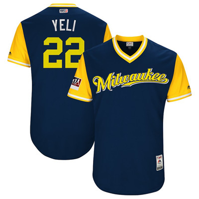 Brewers #22 Christian Yelich Yeli Navy 2018 Players' Weekend Authentic Team Jersey Brewers #22 Christian Yelich Yeli Navy 2018 Players' Weekend Authentic Team Jersey