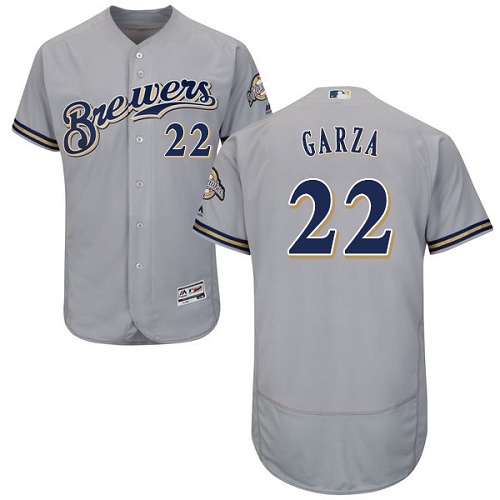 Brewers #22 Matt Garza Grey Flexbase Authentic Collection Stitched MLB Jersey Brewers #22 Matt Garza Grey Flexbase Authentic Collection Stitched MLB Jersey