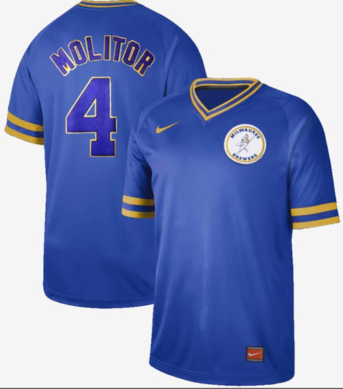 Brewers #4 Paul Molitor Royal Authentic Cooperstown Collection Stitched Baseball Jersey Brewers #4 Paul Molitor Royal Authentic Cooperstown Collection Stitched Baseball Jersey
