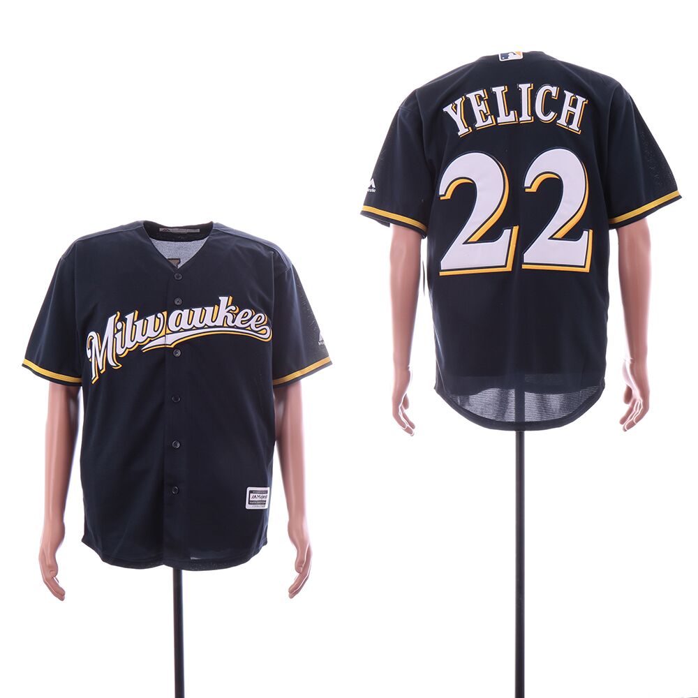 Brewers 22 Christian Yelich Navy Cool Base Jersey Brewers 22 Christian Yelich Navy Cool Base Jersey