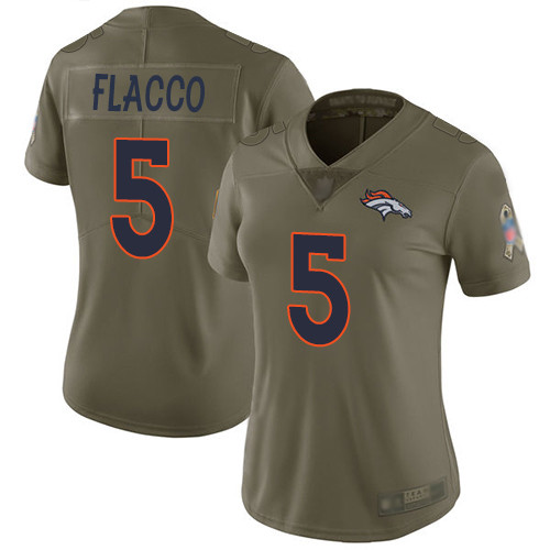 Broncos #5 Joe Flacco Olive Women's Stitched Football Limited 2017 Salute to Service Jersey Broncos #5 Joe Flacco Olive Women's Stitched Football Limited 2017 Salute to Service Jersey