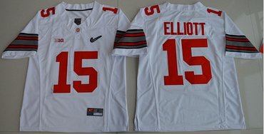 Buckeyes #15 Ezekiel Elliott White Diamond Quest Stitched NCAA Jersey Buckeyes #15 Ezekiel Elliott White Diamond Quest Stitched NCAA Jersey