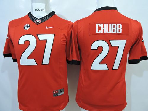 Bulldogs #27 Nick Chubb Red Stitched Youth NCAA Jersey Bulldogs #27 Nick Chubb Red Stitched Youth NCAA Jersey