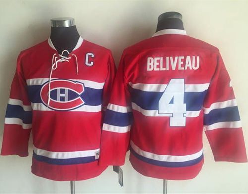 Canadiens #4 Jean Beliveau Red CCM Throwback Stitched Youth NHL Jersey Canadiens #4 Jean Beliveau Red CCM Throwback Stitched Youth NHL Jersey