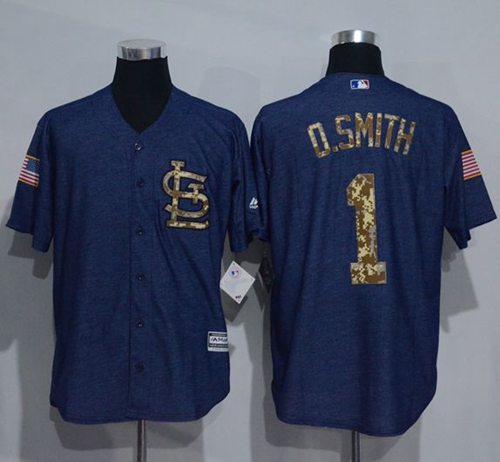 Cardinals #1 Ozzie Smith Denim Blue Salute to Service Stitched MLB Jersey Cardinals #1 Ozzie Smith Denim Blue Salute to Service Stitched MLB Jersey