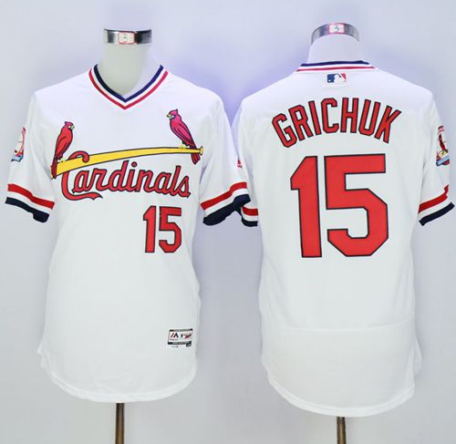 Cardinals #15 Randal Grichuk White Flexbase Authentic Collection Cooperstown Stitched MLB Jersey Cardinals #15 Randal Grichuk White Flexbase Authentic Collection Cooperstown Stitched MLB Jersey