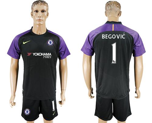Chelsea #1 Begovic Black Goalkeeper Soccer Club Jersey Chelsea #1 Begovic Black Goalkeeper Soccer Club Jersey
