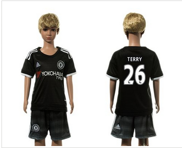 Chelsea #26 Terry Black Kid Soccer Club Jersey