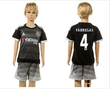 Chelsea #4 Fabregas Black Kid Soccer Club Jersey
