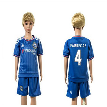 Chelsea #4 Fabregas Blue Home Kid Soccer Club Jersey
