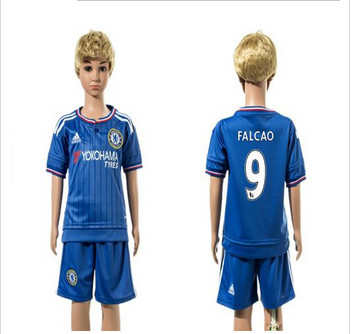 Chelsea #9 Falcao Blue Home Kid Soccer Club Jersey