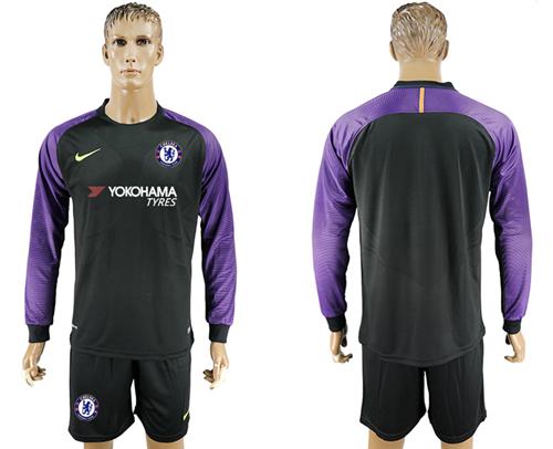 Chelsea Blank Black Goalkeeper Long Sleeves Soccer Club Jersey Chelsea Blank Black Goalkeeper Long Sleeves Soccer Club Jersey