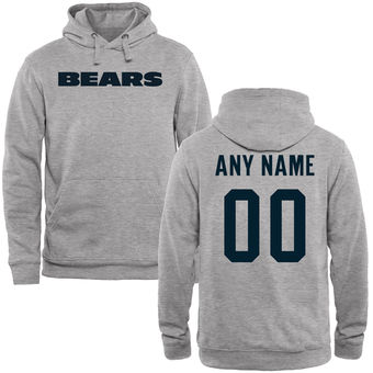 Chicago Bears Steel Custom Name & Number Wordmark Pullover Hoodie