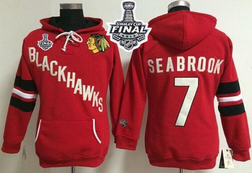 Chicago Blackhawks #7 Brent Seabrook Red Women's Old Time Heidi 2015 Stanley Cup NHL Hoodie Chicago Blackhawks #7 Brent Seabrook Red Women's Old Time Heidi 2015 Stanley Cup NHL Hoodie