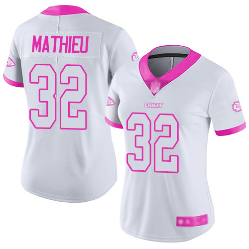 Chiefs #32 Tyrann Mathieu White Pink Women's Stitched Football Limited Rush Fashion Jersey Chiefs #32 Tyrann Mathieu White Pink Women's Stitched Football Limited Rush Fashion Jersey