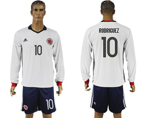 Colombia #10 Rodriguez Away Long Sleeves Soccer Country Jersey Colombia #10 Rodriguez Away Long Sleeves Soccer Country Jersey