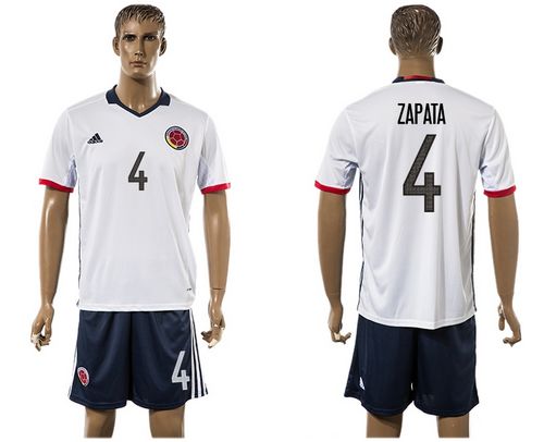 Colombia #4 Ramirez Away Soccer Country Jersey Colombia #4 Ramirez Away Soccer Country Jersey