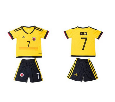Colombia #7 Bacca Home Kid Soccer Country Jersey