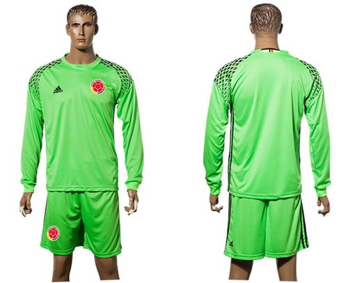 Colombia Blank Green Goalkeeper Long Sleeves Soccer Country Jerse Colombia Blank Green Goalkeeper Long Sleeves Soccer Country Jerse