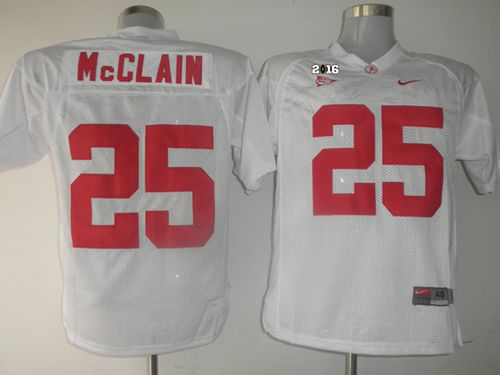 Crimson Tide #25 Rolando McClain White 2016 College Football Playoff National Championship Patch Stitched NCAA Jersey Crimson Tide #25 Rolando McClain White 2016 College Football Playoff National Championship Patch Stitched NCAA Jersey