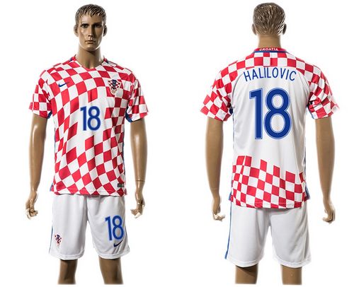Croatia #18 Halilovic Home Soccer Country Jersey Croatia #18 Halilovic Home Soccer Country Jersey