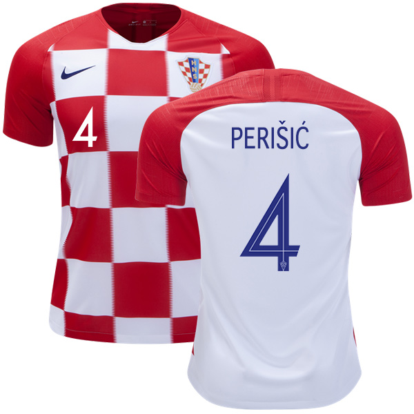 Croatia #4 Perisic Home Kid Soccer Country Jersey Croatia #4 Perisic Home Kid Soccer Country Jersey