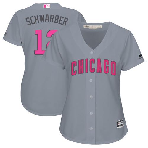 Cubs #12 Kyle Schwarber Grey Mother's Day Cool Base Women's Stitched MLB Jersey Cubs #12 Kyle Schwarber Grey Mother's Day Cool Base Women's Stitched MLB Jersey