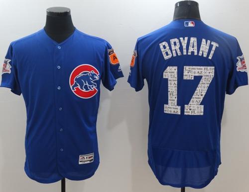 Cubs #17 Kris Bryant Blue 2017 Spring Training Authentic FlexBase Stitched MLB Jersey Cubs #17 Kris Bryant Blue 2017 Spring Training Authentic FlexBase Stitched MLB Jersey