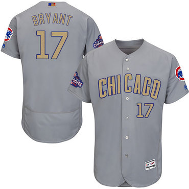 Cubs #17 Kris Bryant World Series Champions Gold Program Flexbase Jersey