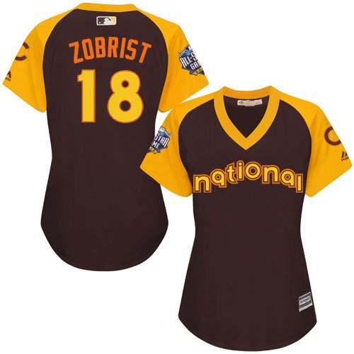 Cubs #18 Ben Zobrist Brown 2016 All-Star National League Women's Stitched MLB Jersey Cubs #18 Ben Zobrist Brown 2016 All-Star National League Women's Stitched MLB Jersey