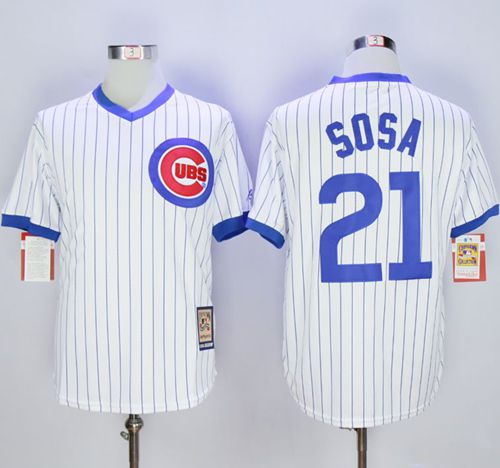 Cubs #21 Sammy Sosa White Strip Home Cooperstown Stitched MLB Jersey Cubs #21 Sammy Sosa White Strip Home Cooperstown Stitched MLB Jersey